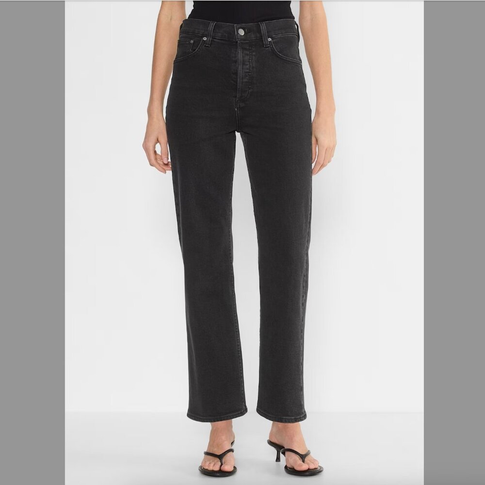 Denim Forum | The Arlo High Rise Straight Leg Jeans | Size 28/28L | Black